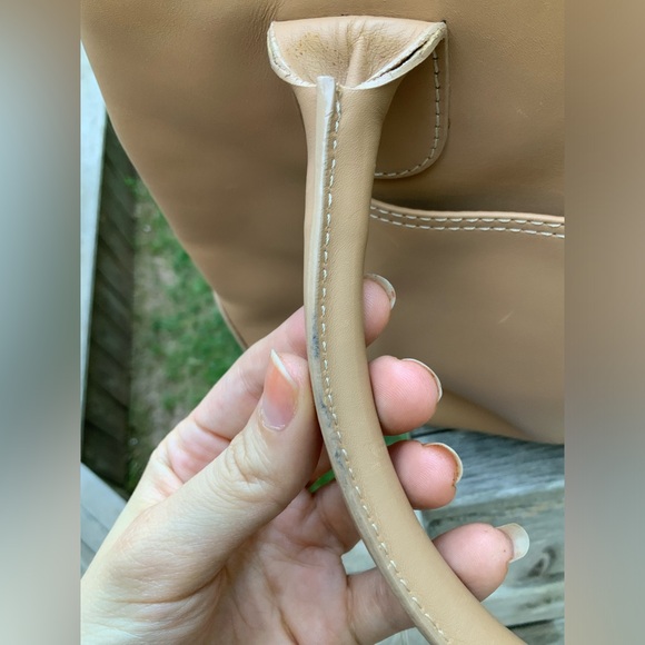 Vintage LANCEL Authentic Smooth Leather Tan Camel Medium Tote Top Handle Purse - Picture 9 of 16